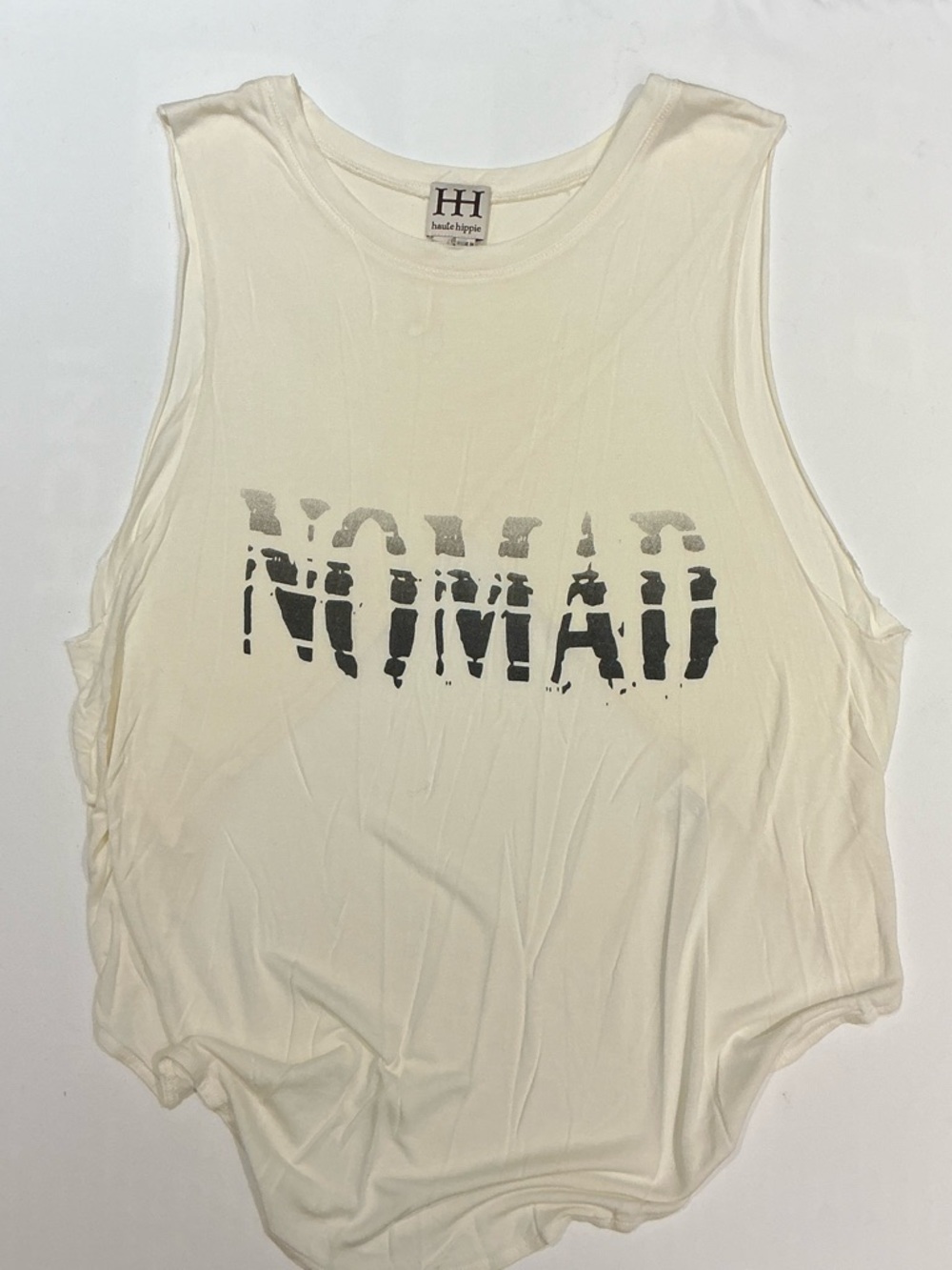Haute Hippie Cream Sleeveless Graphic Tank. - Picture 5 of 9